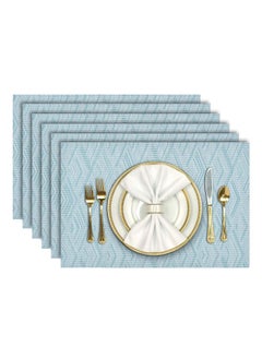 Buy 6 Piece Vinyl Dining Table Decorative Placemats Washable Heat Resistant Non slip Elegant Indoor outdoor Kitchen Dining Pvc Woven Table Place Mats Sky Blue Rhombus in Saudi Arabia