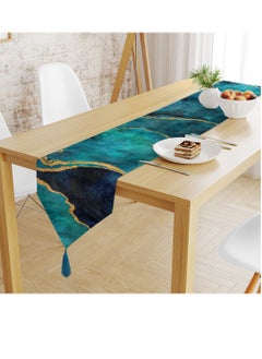 Buy Sea Green Abstract Table Runner in UAE