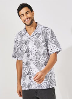 Buy Bandana Print Resort Collar Relaxed Fit Shirt in Saudi Arabia