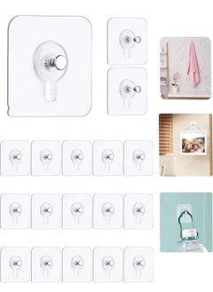 Buy Picture Hangers, 18pcs Self Adhesive Picture Hangers Hooks Waterproof Adhesive Wall Hooks Wall Picture Hanger Heavy Duty Wall Hangers Without Nails for Hanging for Home Kitchen Bathroom Office in UAE