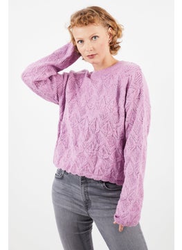 اشتري Women Crew Neck Knit Sweater, Pink في الامارات