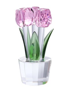 اشتري Pink Crystal Tulips Flower Figurines  with Vase Glass Flower Bouquet Collectible Figurines Office Home Decor Ornaments Tulip Gifts for Girl Mom Bestfriend Valentines Wedding Anniversary في السعودية