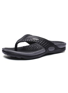 اشتري Mens Fashion Slide Sandals Flat Beach Flip-Flops707 black 707 black في السعودية