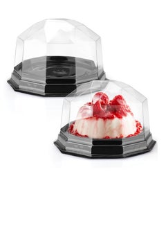 اشتري Mini Cake Box, 50 Pack 3.2 Inch Mini Cake Containers Package With Lids, Clear Plastic Miniature Cake Boxes, Disposable Dome Cupcake Case, Single Muffin Dessert Containers في السعودية