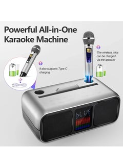 Buy S39 Pro Portable Bluetooth Speaker With 2 Microphones UHF Wireless Karaoke Machine For Adults And Kids Speaker System With Gradual Colorful LED Lights For Home Party in UAE