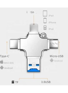 Buy 4 in 1 Mini Universal Portable OTG to USB Micro SD Multiple Memory Card Reader Adapter USB Card compatible with Lightning Micro Type C Reader for iOS, Android, Samsung, Tablets, iPhone, iPad, MacBook in Saudi Arabia