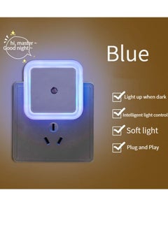 اشتري New square night light plug-in led bedroom lamp bedside night lamp socket lamp mood atmosphere lamp automatically lights blue at night في السعودية