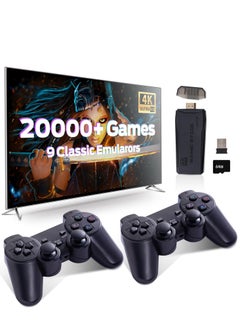Buy Retro gaming console with 9 built-in emulators, 20,000+ games, 4K HDMI output and 2.4GHz wireless game stick in Saudi Arabia