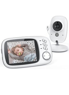 Buy 3.2-Inch LCD Wireless Baby Monitor With Night Vision Two-Way Talk - White in UAE