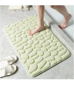 Buy SYOSI Memory Foam Bath Mat, Cobblestone Embossed Coral Fleece Rug, Rapid Water Absorbent, Non Slip, Washable, Thick, Soft and Comfortable Carpet for Shower Room 16x24 inch in UAE