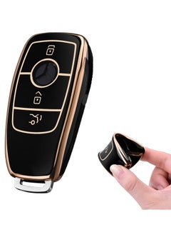 Buy Key Cover for Mercedes, Car Key Protective Cover for Mercedes Benz E Class 2017 S 2018 Remote Fob Key (Golden Edge-Black) in UAE