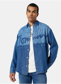 Buy Lasered Logo Denim Shirt in Saudi Arabia