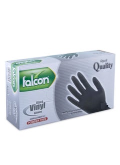 Buy Falcon Vinyl Gloves - Black Powder Free - 100 Pieces in UAE