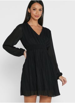 Buy Puffed Sleeves Wrap Dress in Saudi Arabia