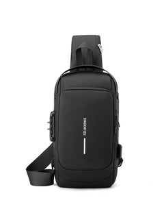 Buy Waterproof Anti Theft Designer Unisex Travel Crossbody Sling Bag Chest Pack with USB charging single shoulder crossbody bag - Black in Egypt