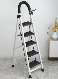 Buy 5 Steps Multifunction Household Indoor Folding Ladder and Storage Rack Suitable for Kitchen Home and Living Room 60x45x136 CM in UAE