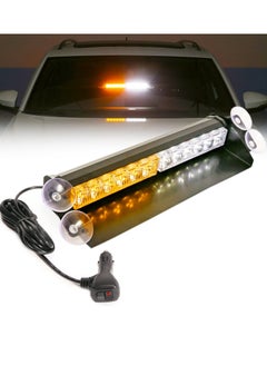 Buy 14.8in LED Emergency Strobe Light Bar for Windshield, Interior Visor Deck Flashing, Amber/White, 12 LEDs, 12/24V, Hazard Safety Warning Lights for Police, Law Enforcement, POV, Trucks, Vehicles in Saudi Arabia