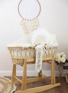 Buy Moses basket off-white cradle with rocking stand in UAE