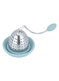 Buy Light blue steel tea infuser with drip saucer in Saudi Arabia