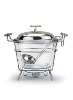 اشتري Chef Inox 4-Liter Stainless Steel Soup Warmer with Glass Dish, Ladll Lid and Handle - Buffet Server Food Warmer Chafing with Convenient Soup Ladle في الامارات