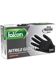 Buy Nitrile Gloves 100 Pieces Medium Black 9inch in UAE