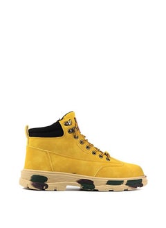 Buy Letter Graphic Lace-up Front High  Yellow Shoes For Men in UAE