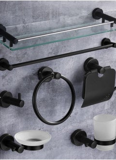 Buy Bathroom Hardware Set 4 Pieces，Stainless Steel Accessories Sets ，Wall Mounted Double Towel Bar ，Towel Holder Hook，Toilet Paper Holder，Soap Dish in Saudi Arabia