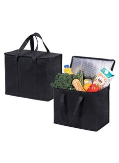 Buy 2 Pack Large Size Collapsible Insulated Grocery Bag Reusable Food Delivery Bag in UAE