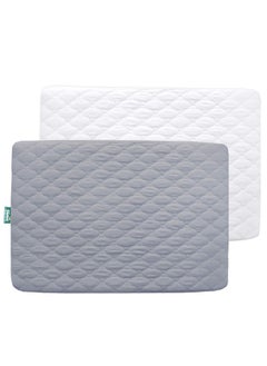 Buy Sheet For Pack And Play Quilted Waterproof Protector 2 Pack Premium Mattress Pad Cover 39 X 27 Compatible With Graco Pack N Play Or Other Baby Playard Mattress Portable Mini Crib Gray & White in Saudi Arabia