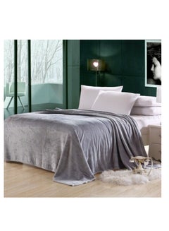 Buy Silky Plain Microfiber Bed Blanket Double Size Grey in UAE