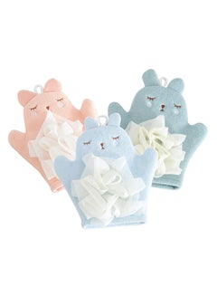 Buy Bath Sponge for Kids Cute Animal Shower Bathing Mitt Loofah Soft Wash Sponge Body Scrub for Baby Toddler (Set of 3) in Egypt