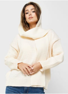 Buy Tie Detail Sweater With Hoodie in Saudi Arabia