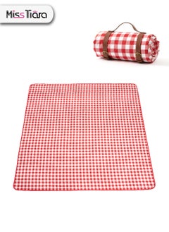 Buy Machine Washable Outdoor Folding Portable Picnic Mat Moisture-Proof Pad Four-Layer Material Waterproof and Moisture-Proof with adjustable PU Leather Carrier Suitable for Baby Crawling in UAE