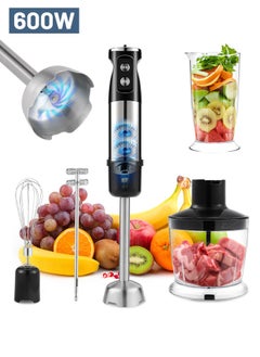 Buy Hand Blender Immersion Blender Handheld 600W Motor Electric Whisk 304 Stainless Steel Whisk,Frother, Chopper Bowl, Measuring Beaker 12 Speed Stick Blender for Kitchen, Baby Food-EU Plug in UAE