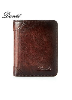 Buy Men's Wallet Vertical Top Layer Cowhide Anti-theft Card Demagnetization Genuine Leather Wallet in Saudi Arabia