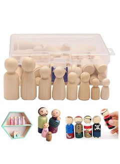 Buy 50pcs Wooden Peg Dolls Unfinished People, Assorted Sizes Wood Crafts DIY Painting Toy Home Decoration Natural Wood Shapes Figures for Decorative Doll Bodies for DIY Arts and Crafts in UAE