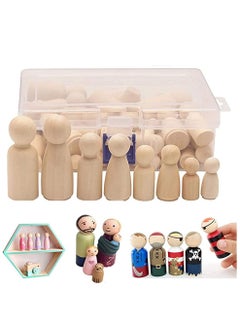 Buy 50pcs Wooden Peg Dolls Unfinished People, Assorted Sizes Wood Crafts DIY Painting Toy Home Decoration Natural Wood Shapes Figures for Decorative Doll Bodies for DIY Arts and Crafts in UAE