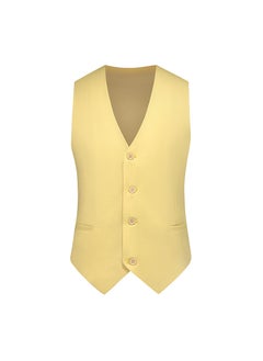 اشتري Plus size mens slim-fit solid color fashion suit vest foreign trade new vest wholesale  Amazon AliExpressYellow Yellow في الامارات