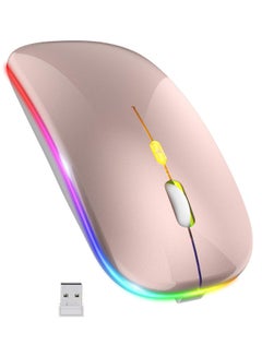 اشتري Wireless Bluetooth Mouse, Rechargeable LED Dual Mode Mouse (Bluetooth 5.2 and USB Receiver) Portable Silent Mouse,for Laptop/Desktop/Tablet في مصر