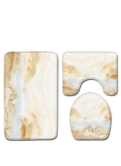 Buy 3-Piece Marble Pattern Bath Mat Accessory Set in UAE