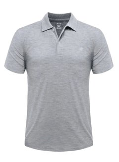 اشتري Selecta Now قميص بولو رجالي سادة 100% قطن ممشط بأكمام قصيرة قميص بولو رمادي للرجال في الامارات