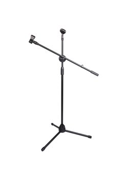 Buy Adjustable Microphone Stand, Double Microphone Clip, Weighted Base, Stage Tripod Microphone Stand, Floor Stand, With Carrying Bag, 80-160cm in Saudi Arabia