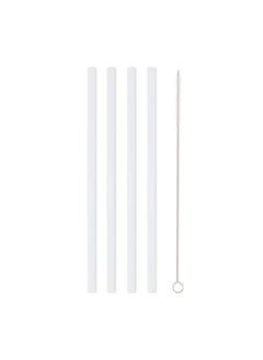 Buy Brightly Labs Reusable Glass Drinking Straws, Clear Glass Straws for Drinking for Milkshakes, Frozen Drinks, Smoothies, Tea, Juice, Set of 4 (white) with Cleaning Brush in UAE