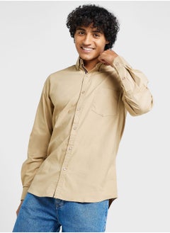 Buy Cotton-Elastane Casual Single Pocket Shirt in Saudi Arabia