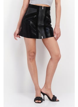 اشتري Women Leather Mini Skirt, Black في الامارات