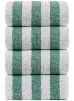 Buy Beach Towel Striped 4 Piece 180x70 cm-White-Green in Egypt