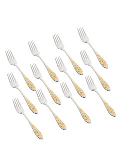 Buy 12 Pieces Stainless Steel Dinner Fork With Gold in Saudi Arabia