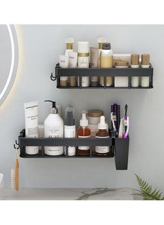 Buy Bathroom Shelf, Set of 2pcs, No Drilling Shower Caddy, Self-Adhesive Bathroom Organizer, Rust-proof, Kitchen Organizer Rack, Wall mounted Kitchen Spice Rack, Home Storage Rack. in UAE