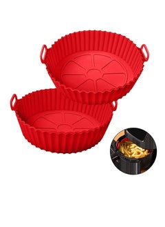 Buy MahMir® Silicon Air Fryer Liner  2 Pcs Non-Stick Reusable Air Fryer Liners - Replacement for Flammable Parchment Liner Paper - Baking Pan Air Fryer – Food safe Fryers Basket Oven Accessories in UAE