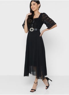 Buy Lace Detail Chiffon Dress in UAE